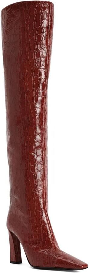 Giuseppe Zanotti 90 mm knielaarzen met krokodillen-reliëf Rood