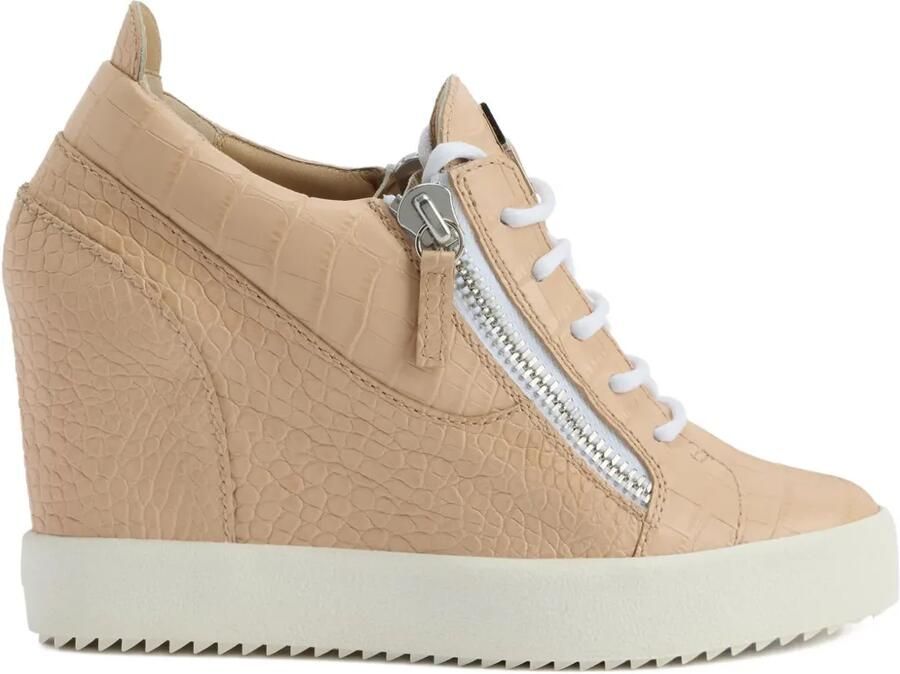 Giuseppe Zanotti Addy sneakers met krokodillen-reliëf Beige
