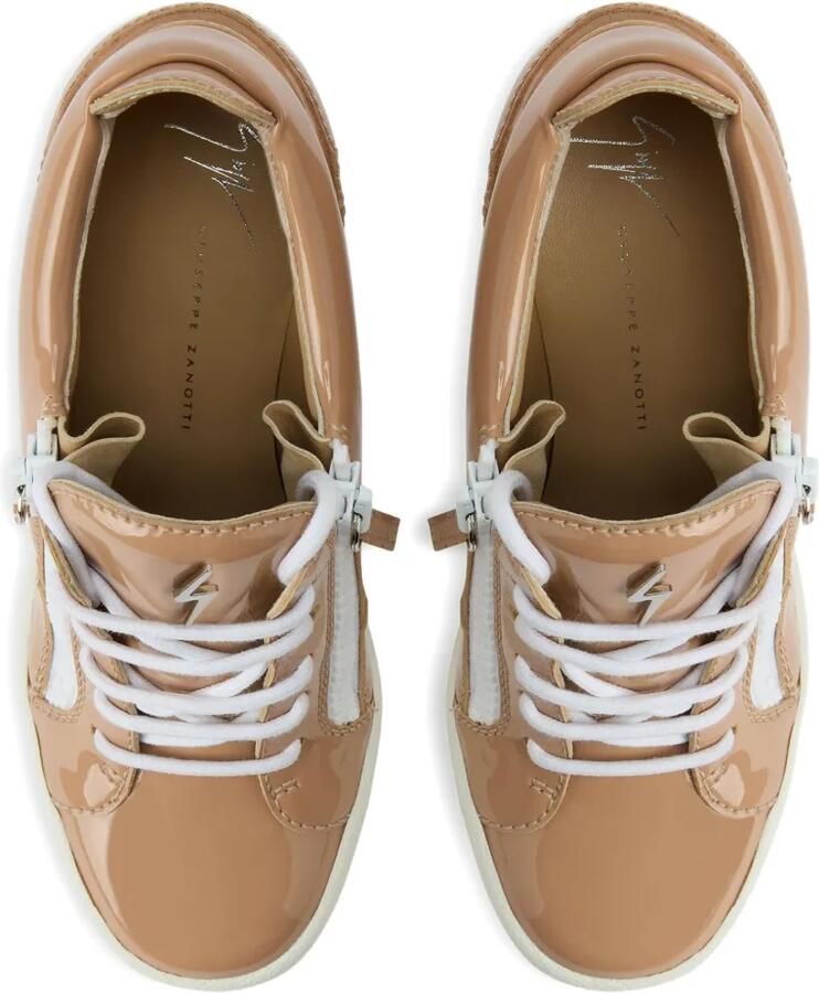 Giuseppe Zanotti Addy Wedge lakleren sneakers met sleehak Beige - Foto 2