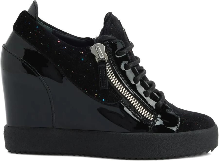 Giuseppe Zanotti Addy Wedge sneakers met glittervlak Zwart