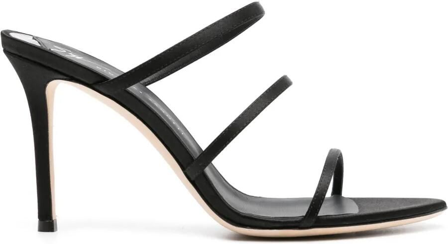 Giuseppe Zanotti Alimha 105 mm satijnen muiltjes Zwart