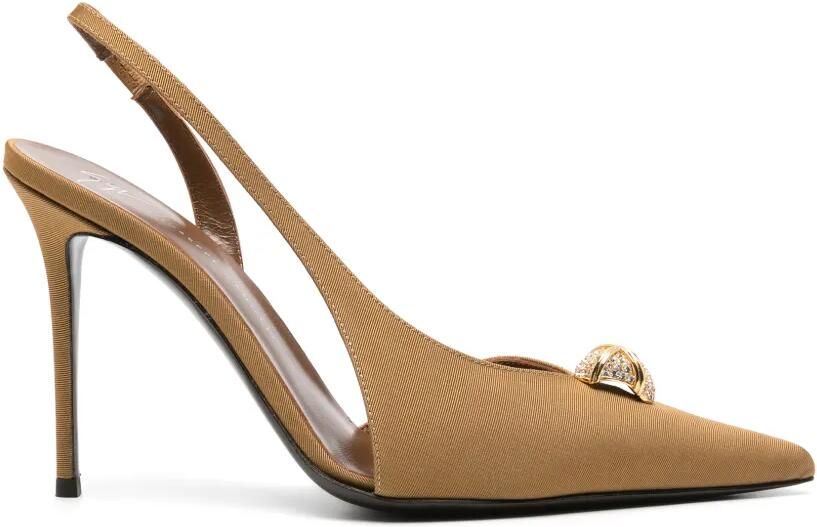 Giuseppe Zanotti Asymmetrische slingback pumps verfraaid met kristallen Beige