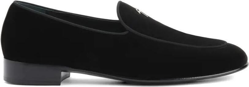 Giuseppe Zanotti Berth fluwelen loafers met metalen logo Zwart