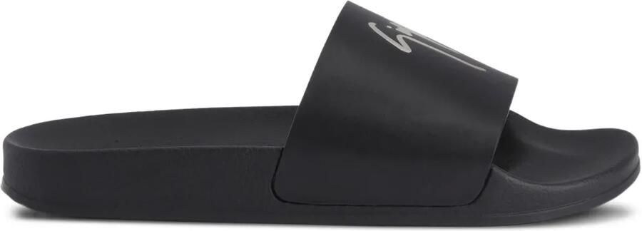 Giuseppe Zanotti Brett slippers verfraaid met logo Zwart