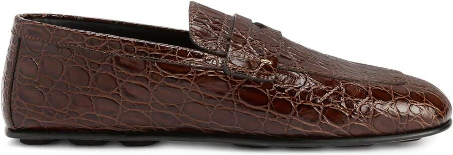 Giuseppe Zanotti Christophe loafers met krokodillen-reliëf Bruin