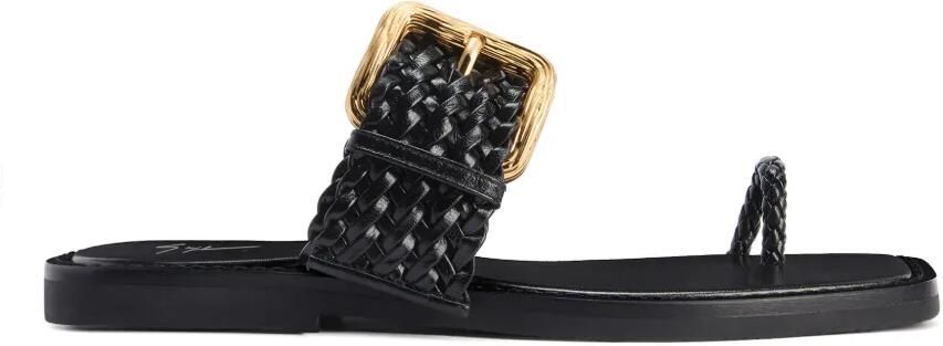 Giuseppe Zanotti Cristà geweven sandalen met gesp Zwart