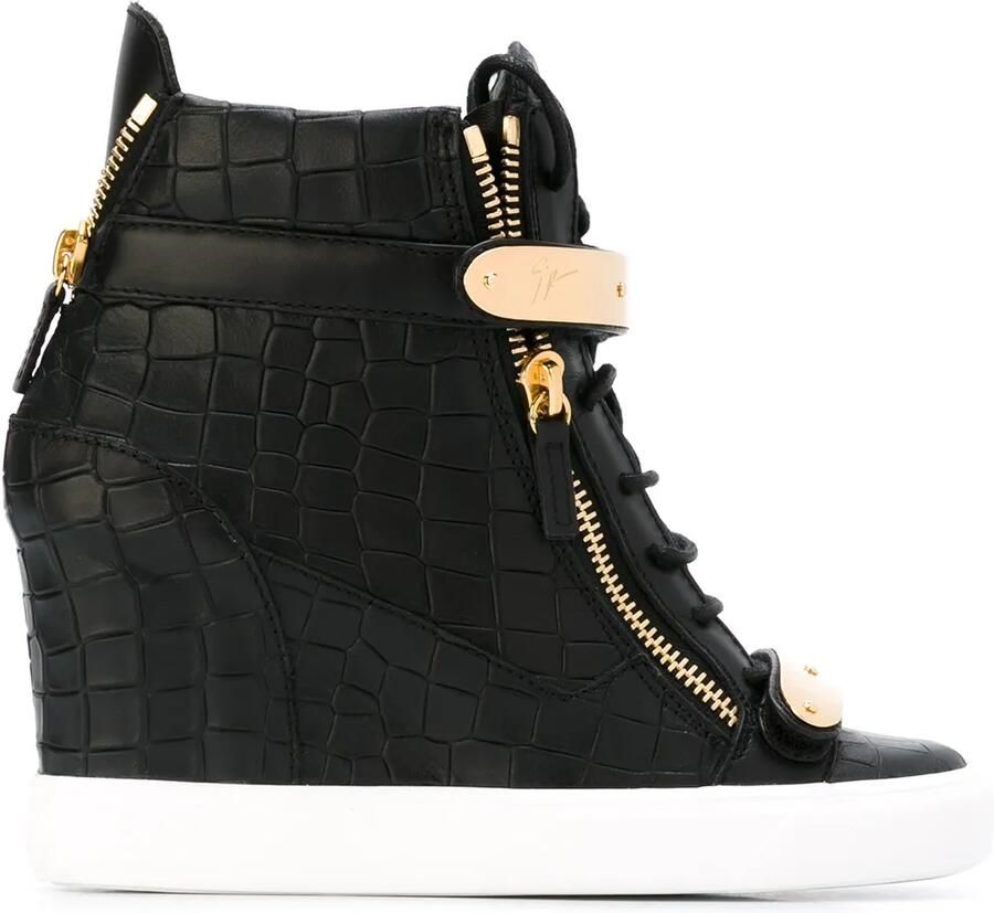 Giuseppe Zanotti crocodile effect hi-top wedge sneakers Zwart