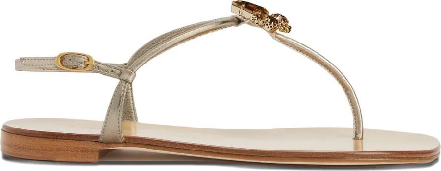 Giuseppe Zanotti Efrata leren sandalen verfraaid met kristallen Zilver