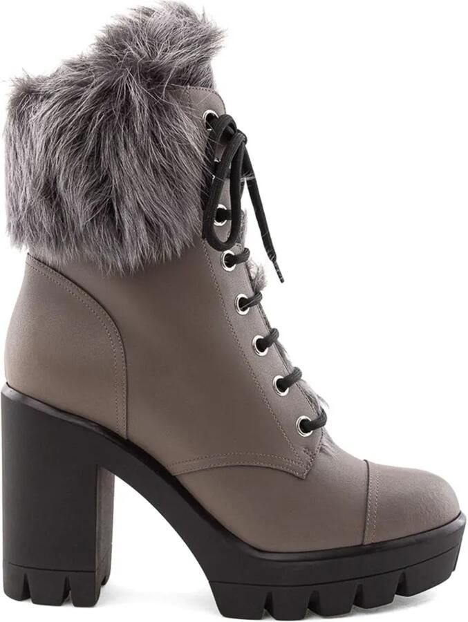 Giuseppe Zanotti Enkellaarzen met afwerking van imitatiebont Grijs