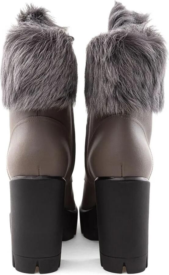Giuseppe Zanotti Enkellaarzen met afwerking van imitatiebont Grijs - Foto 5