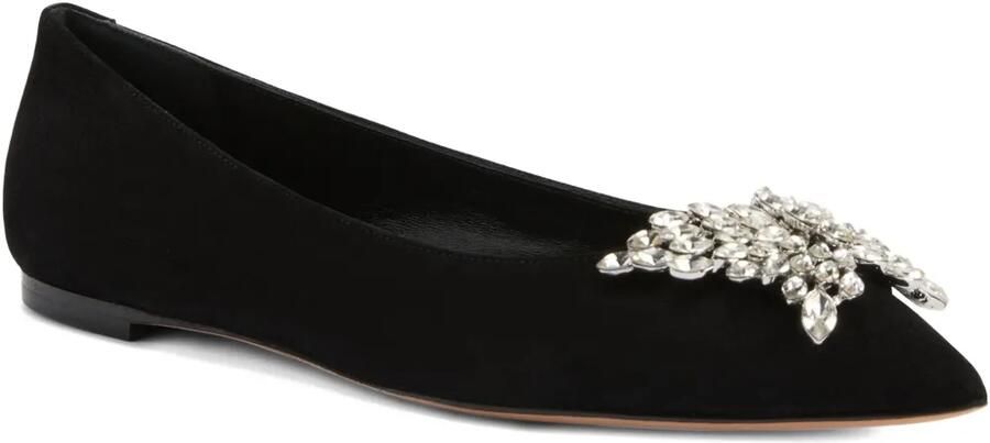 Giuseppe Zanotti Farifu suède ballerina's verfraaid met kristallen Zwart