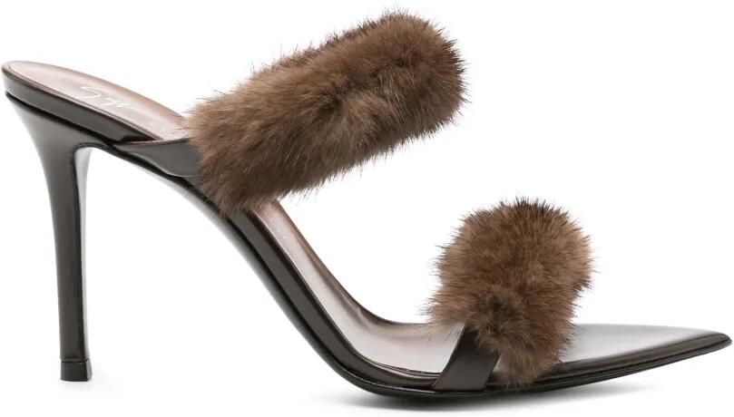 Giuseppe Zanotti faux-fur double-strap mules Bruin