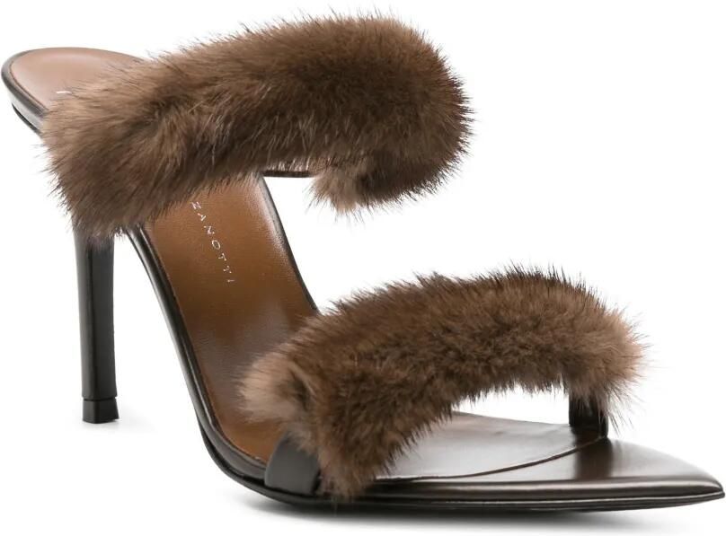 Giuseppe Zanotti faux-fur double-strap mules Bruin - Foto 3