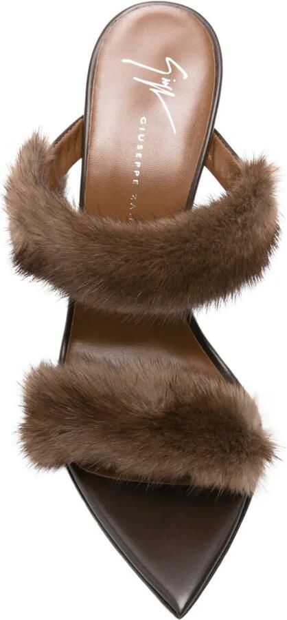 Giuseppe Zanotti faux-fur double-strap mules Bruin - Foto 4
