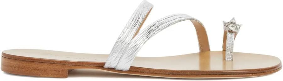 Giuseppe Zanotti Febe leren sandalen met kristallen Zilver