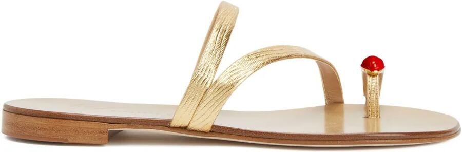 Giuseppe Zanotti Febe leren sandalen met teenring Goud