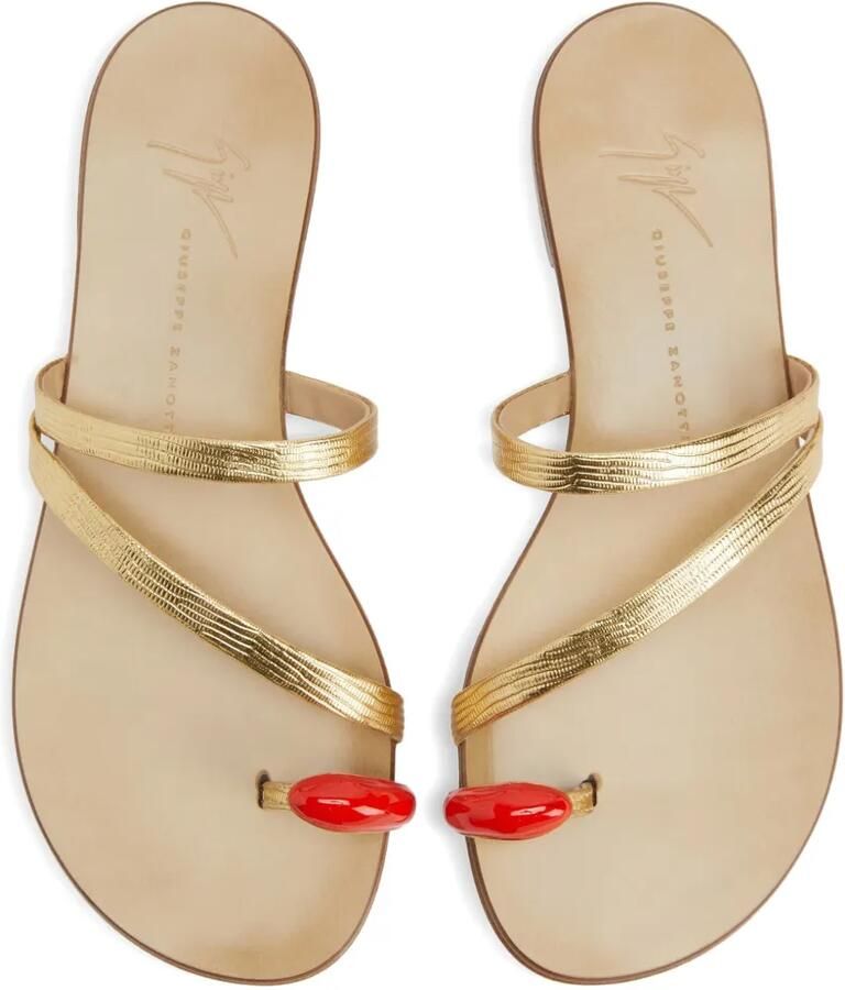 Giuseppe Zanotti Febe leren sandalen met teenring Goud - Foto 2