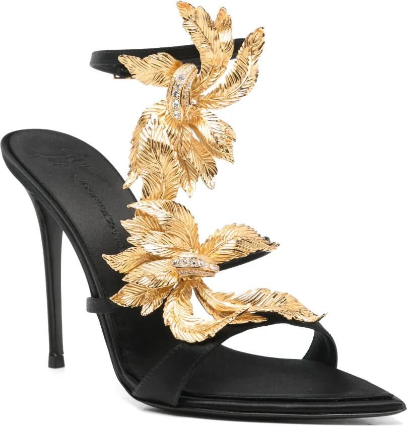 Giuseppe Zanotti Sandalen met naaldhak en bloemen-applicatie Zwart - Foto 2