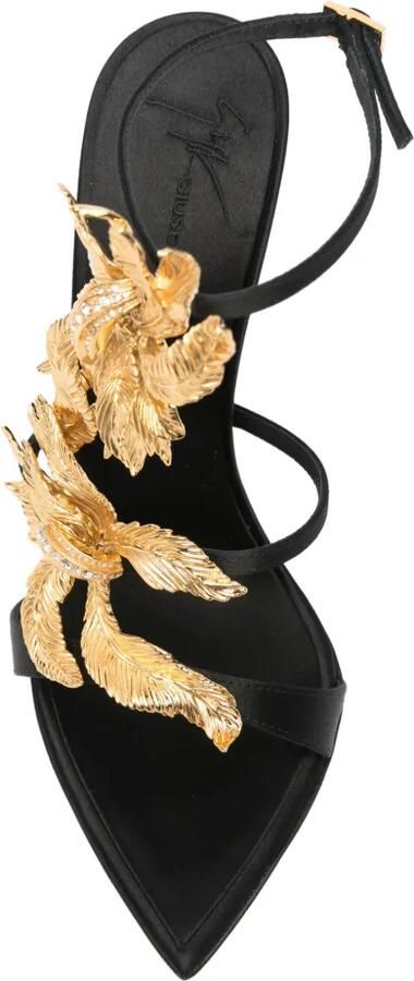 Giuseppe Zanotti Sandalen met naaldhak en bloemen-applicatie Zwart - Foto 4