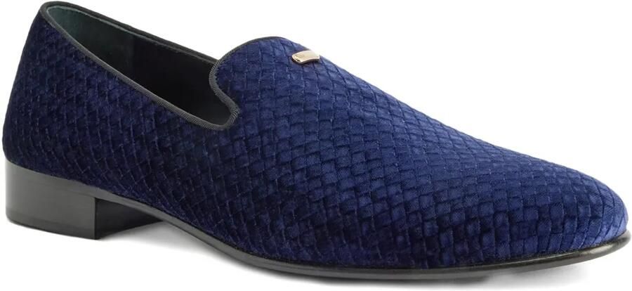 Giuseppe Zanotti Fluwelen loafers met geweven patroon 002 BLUE