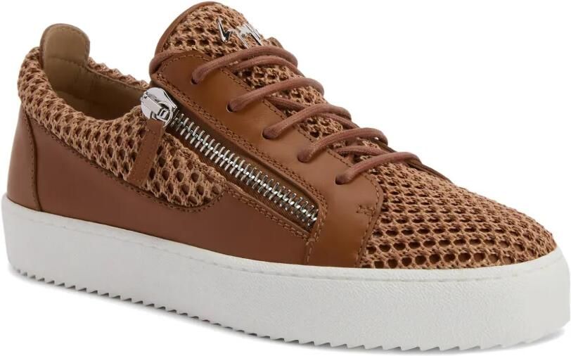 Giuseppe Zanotti Frankie gehaakte tonale sneakers Bruin - Foto 3