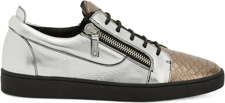 Giuseppe Zanotti Frankie leren sneakers met rits Zilver