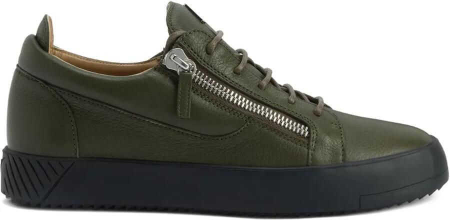 Giuseppe Zanotti Frankie leren sneakers met ritsdetail Groen
