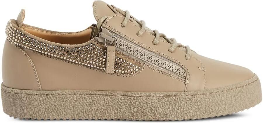 Giuseppe Zanotti Frankie low-top sneakers met dubbele rits Beige