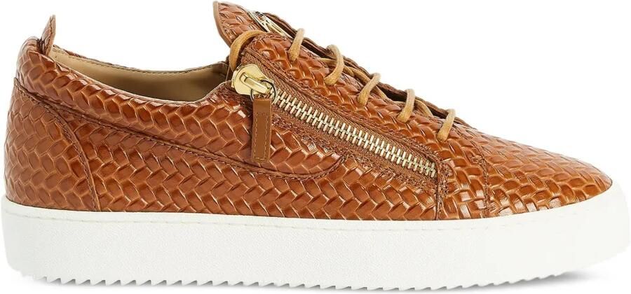 Giuseppe Zanotti Frankie low-top sneakers met dubbele rits Bruin