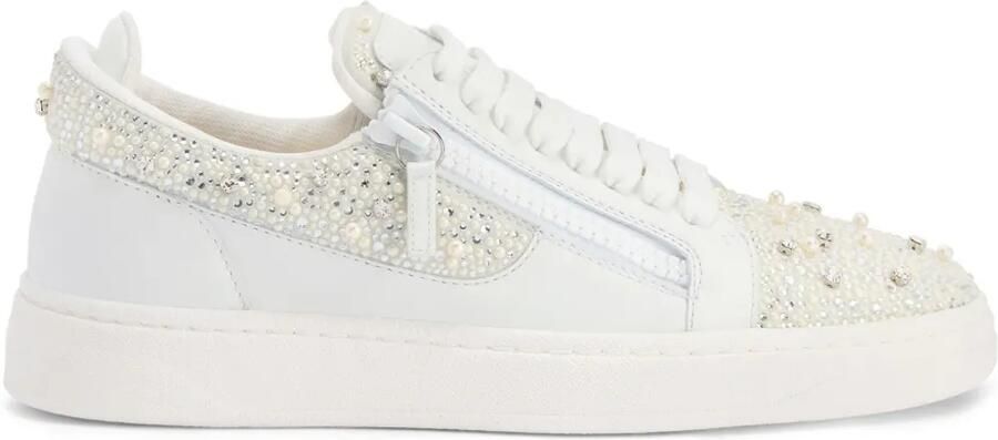 Giuseppe Zanotti Frankie low-top sneakers met dubbele rits en kristallen Wit - Foto 1