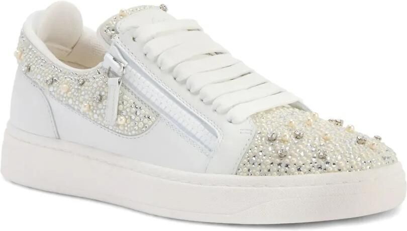 Giuseppe Zanotti Frankie low-top sneakers met dubbele rits en kristallen Wit - Foto 4