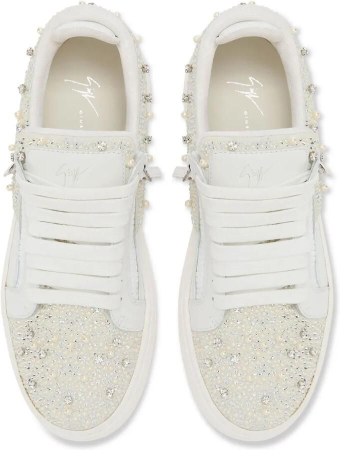 Giuseppe Zanotti Frankie low-top sneakers met dubbele rits en kristallen Wit - Foto 2