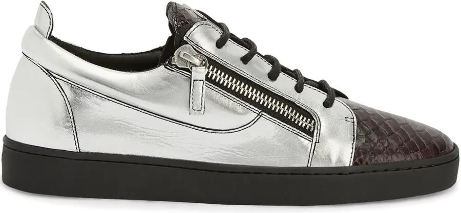 Giuseppe Zanotti Frankie low-top sneakers met dubbele rits Zilver
