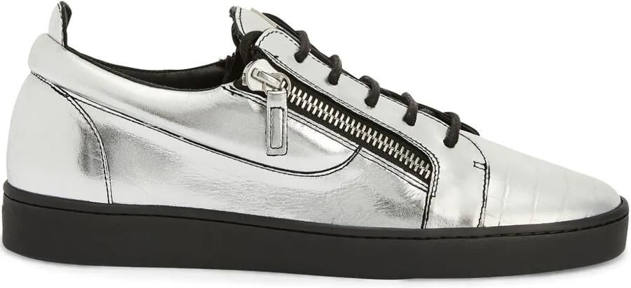 Giuseppe Zanotti Frankie low-top sneakers met dubbele rits Zilver
