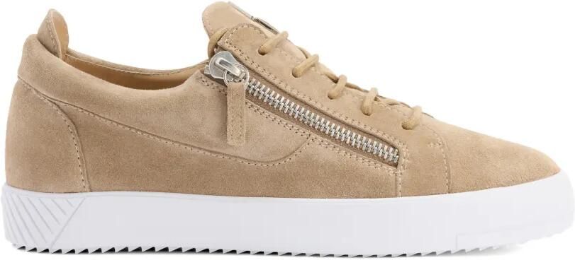 Giuseppe Zanotti Frankie metallic sneakers met rits Beige