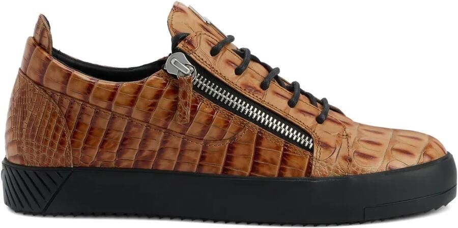 Giuseppe Zanotti Frankie sneakers met krokodillen-reliëf Bruin