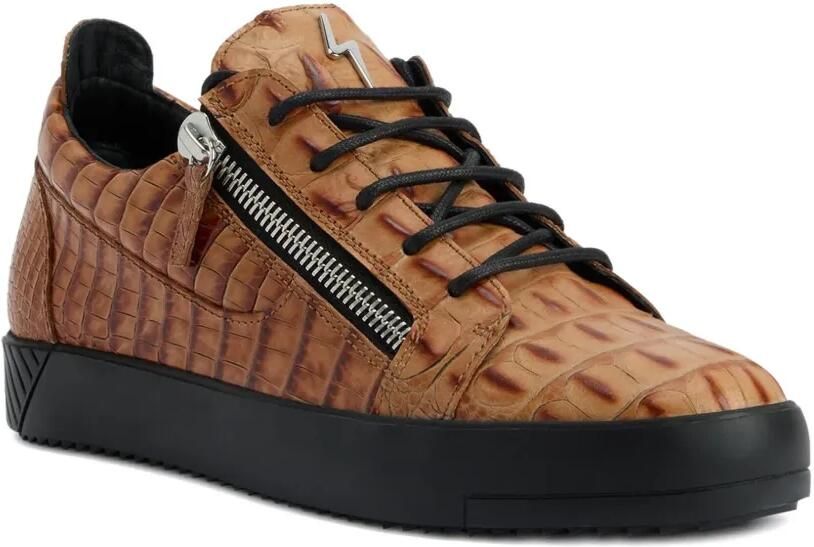 Giuseppe Zanotti Frankie sneakers met krokodillen-reliëf Bruin - Foto 3