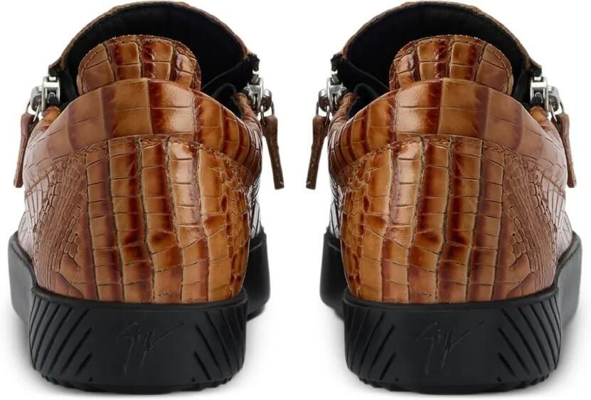 Giuseppe Zanotti Frankie sneakers met krokodillen-reliëf Bruin - Foto 2