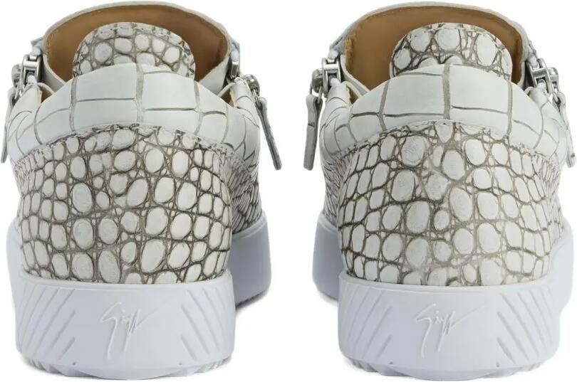 Giuseppe Zanotti Frankie sneakers met krokodillen-reliëf en rits Beige - Foto 3
