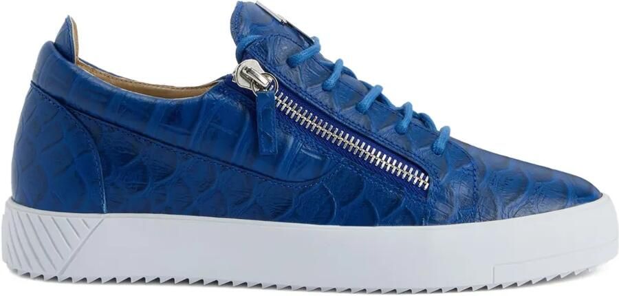 Giuseppe Zanotti Frankie sneakers met krokodillen-reliëf en rits Blauw