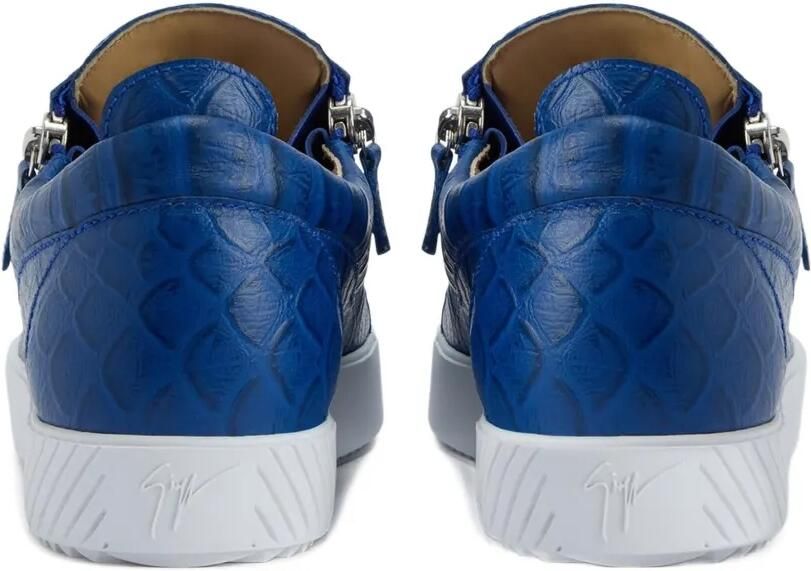 Giuseppe Zanotti Frankie sneakers met krokodillen-reliëf en rits Blauw - Foto 3