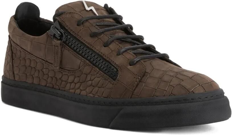 Giuseppe Zanotti Frankie sneakers met krokodillen-reliëf en rits Bruin - Foto 4
