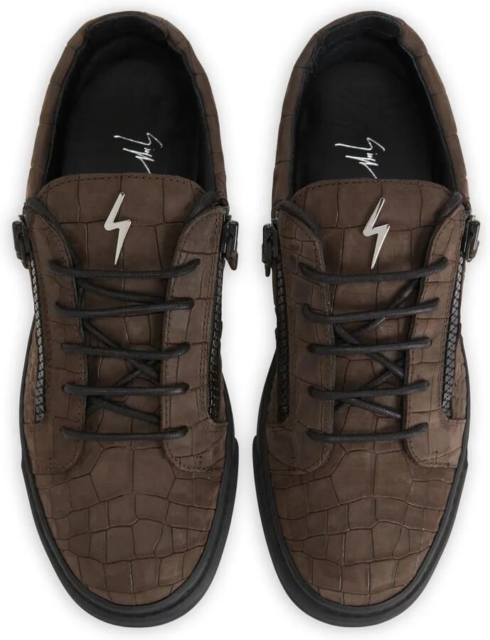 Giuseppe Zanotti Frankie sneakers met krokodillen-reliëf en rits Bruin - Foto 2