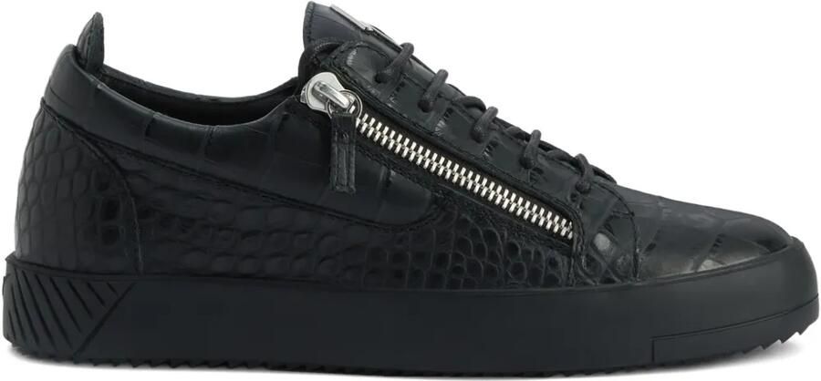 Giuseppe Zanotti Frankie sneakers met krokodillen-reliëf en rits Zwart