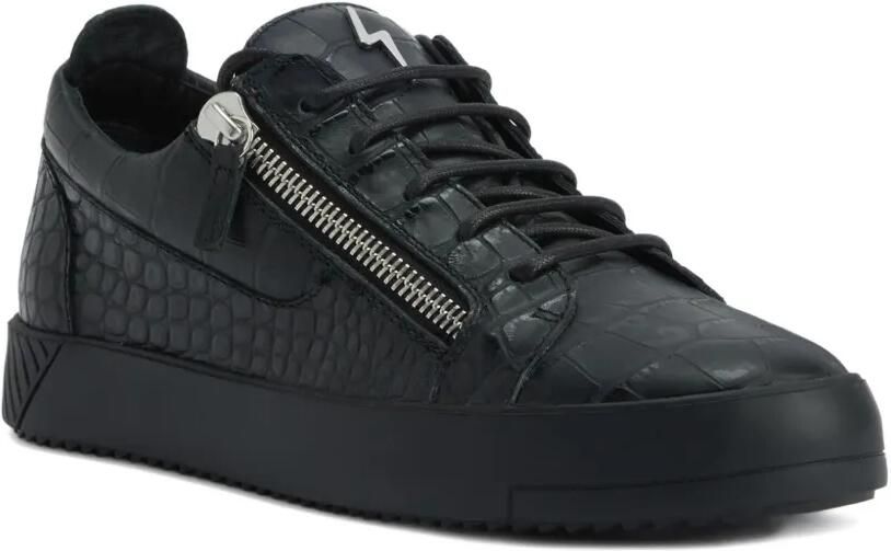 Giuseppe Zanotti Frankie sneakers met krokodillen-reliëf en rits Zwart - Foto 4