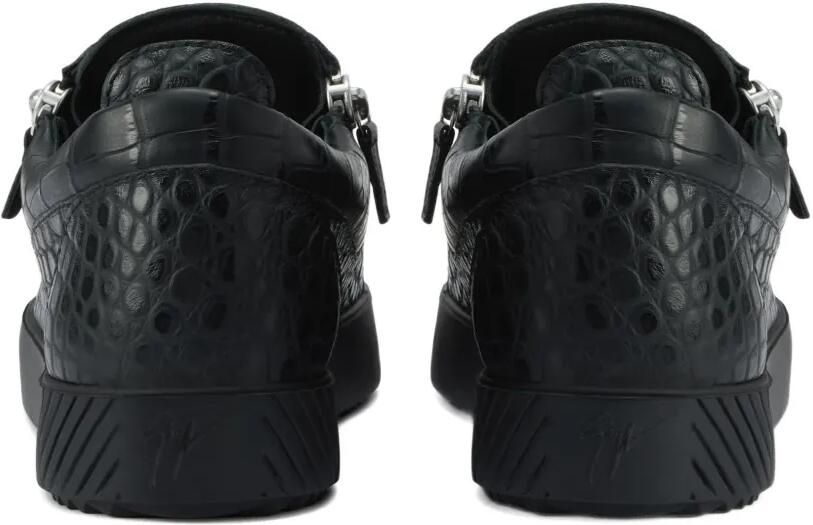 Giuseppe Zanotti Frankie sneakers met krokodillen-reliëf en rits Zwart - Foto 3