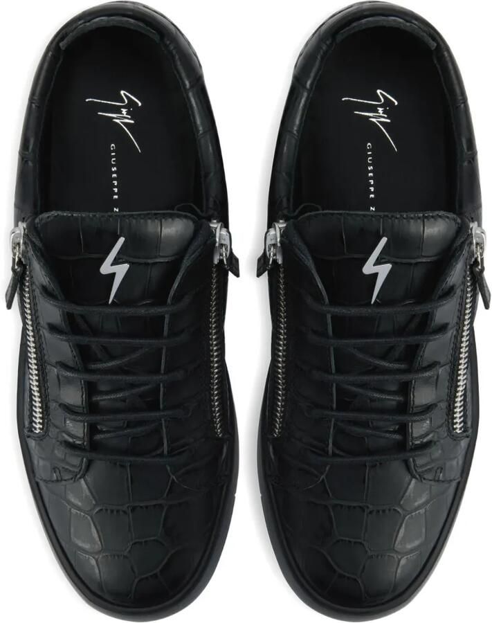 Giuseppe Zanotti Frankie sneakers met krokodillen-reliëf en rits Zwart - Foto 2