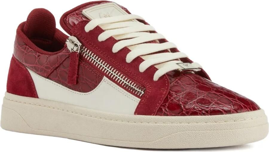 Giuseppe Zanotti Frankie sneakers met krokodillen-reliëf Rood