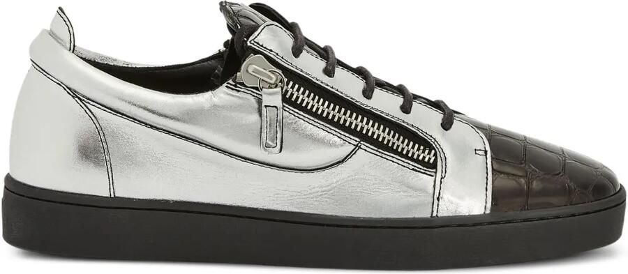 Giuseppe Zanotti Frankie sneakers met metallic krokodillen-reliëf Grijs