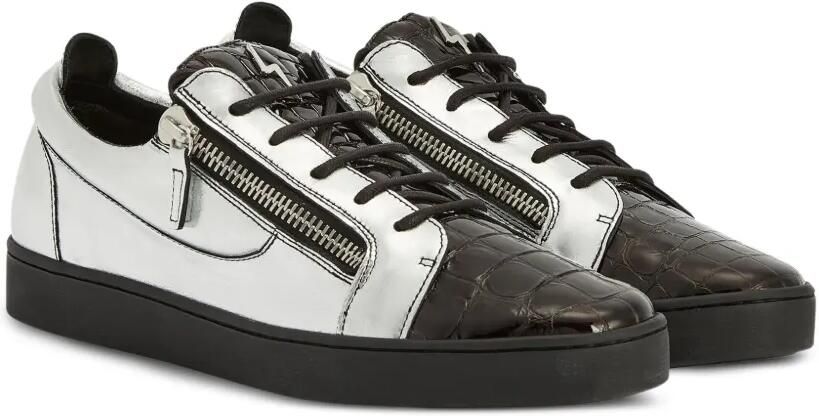 Giuseppe Zanotti Frankie sneakers met metallic krokodillen-reliëf Grijs - Foto 4